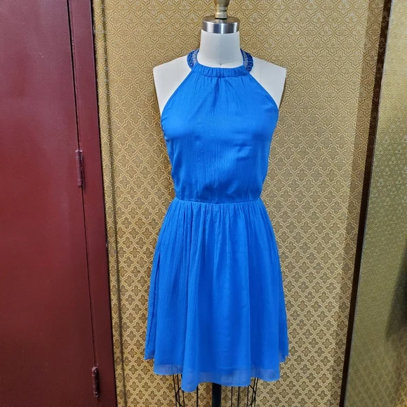 Zara | Dresses | Blue Halter Dress With Embellished Neck | Poshmark Zara | Dresses | Blue Halter Dress With Embellished Neck | Poshmark